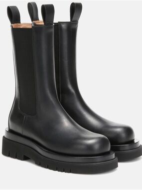 Chunky Black Leather Chelsea Boots